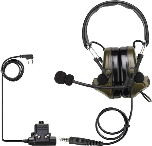 Retevis EHK007 Tactical Headset,Hunting & Shooting Earmuffs with Mic, Sound Amplification, Noise Reduction Walkie Talkie Headset, Compatible with Baofeng UV-5R BF-F8HP PRO AR-5RM RT22 RT86 B3H(1 Pack)