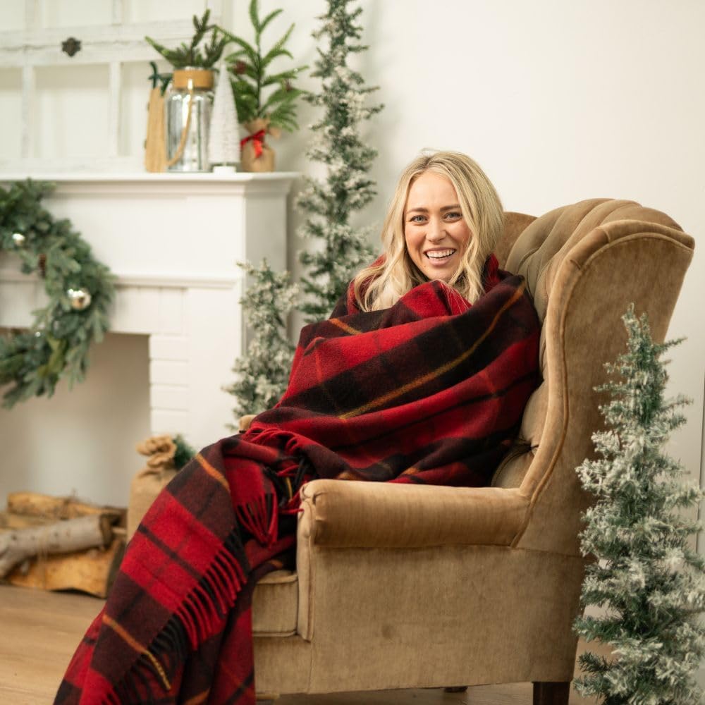 Arcturus Wool Blanket Throw - 50in x 60in - Clan Wallace Plaid