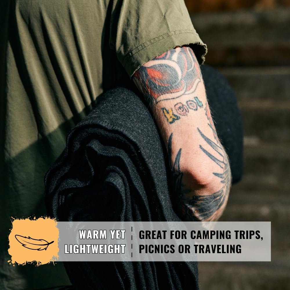 Arcturus Standard Blanket Co Wool Blanket - Soft, Durable, Warm, and Lightweight – No Frills - Perfect for Camping, Home, or Emergency Use - 64in x 88in (Charcoal)