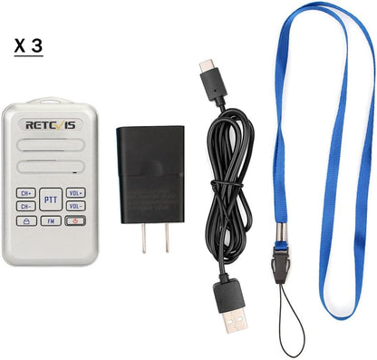 Retevis RT20 Walkie Talkies for Adults, Wearable Small Walkie Talkie for Seniors Elderly, Loud Sound, FM, Compact Mini 2 Way Radios for Healthcare Hospital Biking Camping Skiing Gift(3 Pack)