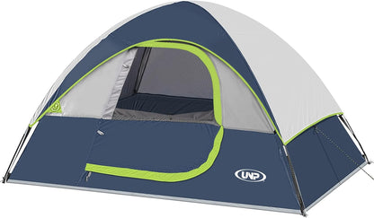 UNP 4 Person Camping Dome and Cabin Tent Easy Set Up, Waterproof with Top Rainfly for Outdoor Camping/Hiking