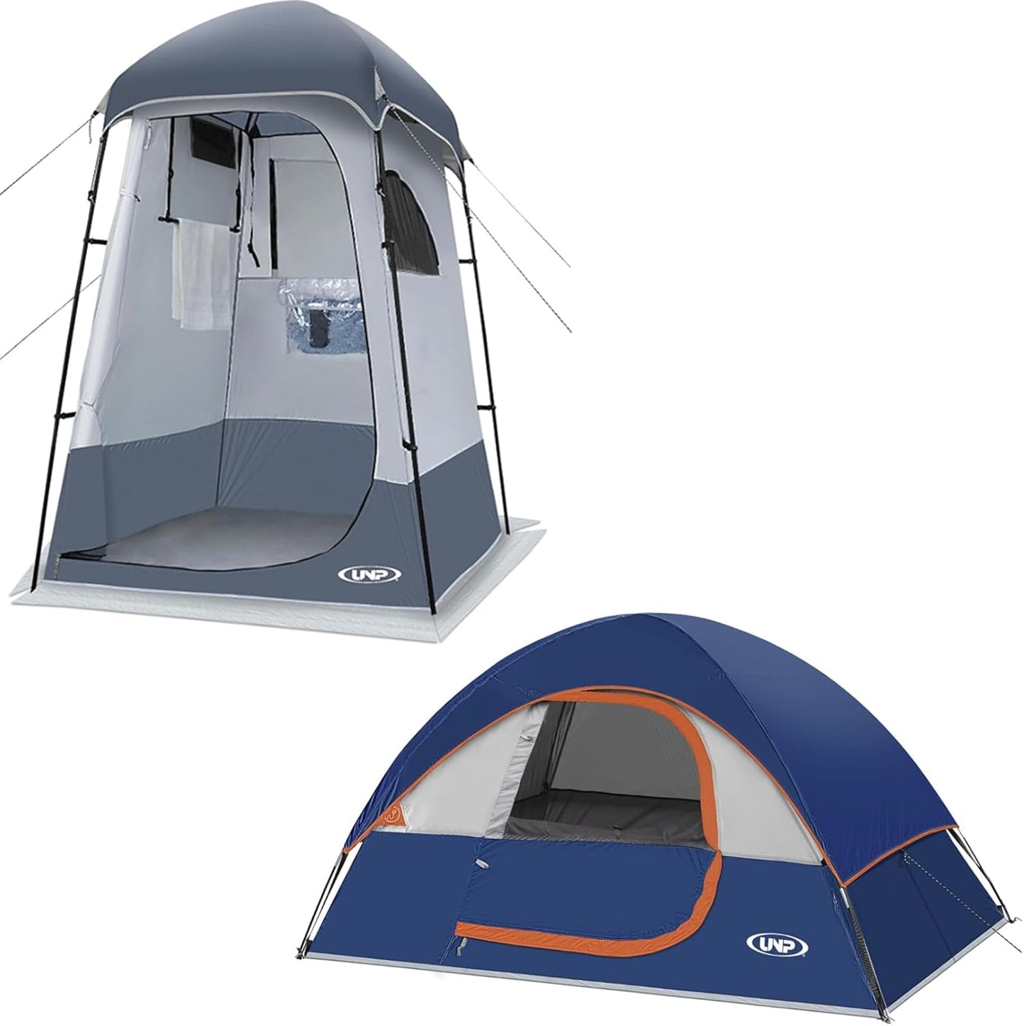 UNP Camping Shower Tent and 2 Person Camping Tent for Hiking Outdoor Fishing Portable