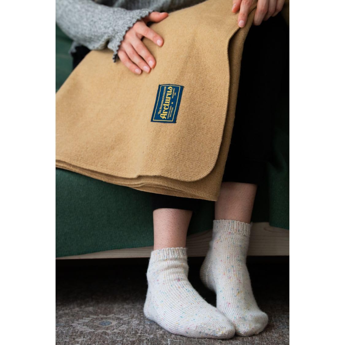 Arcturus Bighorn 100% Virgin Wool Blanket | Heirloom-Quality Wool Bedding for Home & Cabin | Warm, Thick & Durable (Queen Size, Steel Blue)