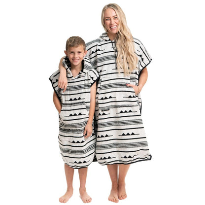 Arcturus Surf Poncho | Hooded Changing Towel & Cover-Up | 100% Cotton Velour | 2-in-1 Design Converts Your Poncho to a Beach Towel (Blackies, Kids)