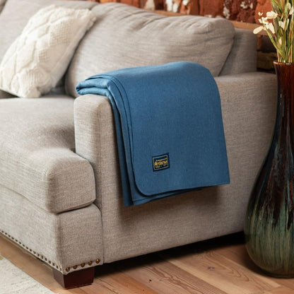 Arcturus Bighorn 100% Virgin Wool Blanket | Heirloom-Quality Wool Bedding for Home & Cabin | Warm, Thick & Durable (Queen Size, Steel Blue)