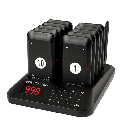 Retekess TD157 Restaurant Pager System, Pagers for Restaurants,984ft Long Range, 16 Pagers and Beepers for Food Truck, Bars, Food Court, No Vibration Mode