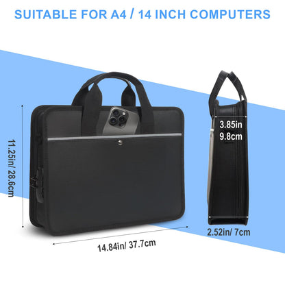 Accordion File Organizer with Lock and Shoulder Straps,Fireproof Waterproof Document Organizer Folder with Handle, Portable Large Capacity File Holder for Home Office School