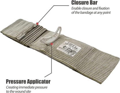 RHINO RESCUE 6" Israeli Style Emergency Bandage + IFAK Trauma Kit with C-A-T Tourniquet for Wound Care (BSC, Red)
