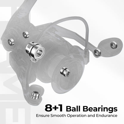 Piscifun Flame Spinning Reels, Lightweight 9+1BB Ultra Smooth Spinning Fishing Reels, 19.8LBs Max Drag, 2000, 3000, 4000, 5000 Series, Red & Blue