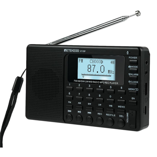 Retekess V115 Shortwave Radio, Digital Radio AM FM, Shortwave Receiver with 1000mAh Rechargeable Battery, Presets, TF/AUX Playback and Recording, Bass Speaker, for Camping