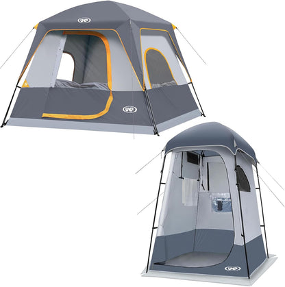 UNP Camping Shower Tent and 4 Person Cabin Tent for Hiking Outdoor Fishing Portable