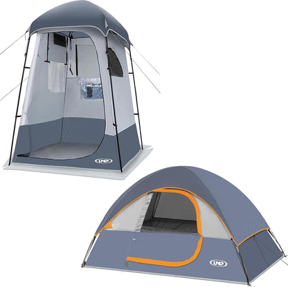 UNP Camping Shower Tent and 2 Person Camping Tent for Hiking Outdoor Fishing Portable