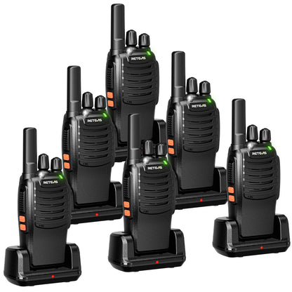 Case of 6,Retevis H-777 Walkie Talkies for Adults Long Range, Rechargeable Two-Way Radios,with 6-Way Multi Unit Charger,Flashlight Handheld Business 2 Way Radios