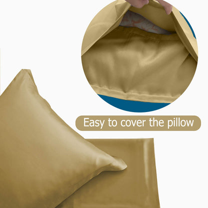 Copper Pillowcase with 100% Copper Oxide Fiber, Prevents Crow's Feet, Forehead Wrinkles, Fine Lines & Hair Smooth, Silk Like Soft Pillow Cover for Mum Daughter Girlfriend (18.5 in × 27.5 in) (2 pcs)
