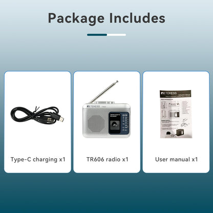 Retekess TR606 Cassette Tape Player, Cassette Player Recorder, Built-in Speaker, AUX/Microphone Jack, Support AUX Line in Record, AM FM Radio, Powered by DC or AA Battery (White)