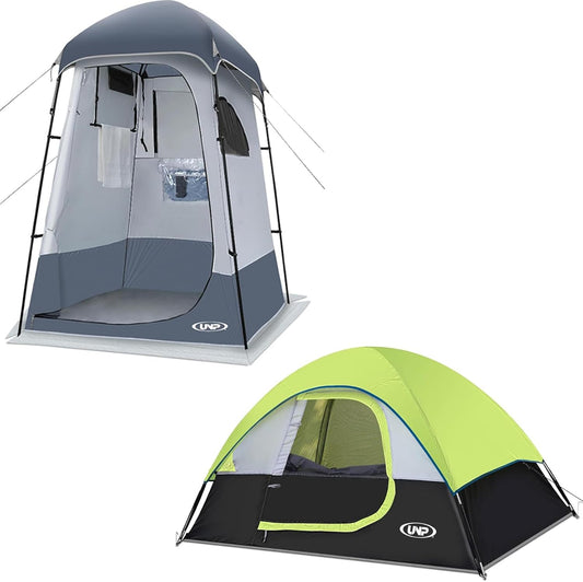 UNP Camping Shower Tent and 2 Person Camping Tent for Hiking Outdoor Fishing Portable