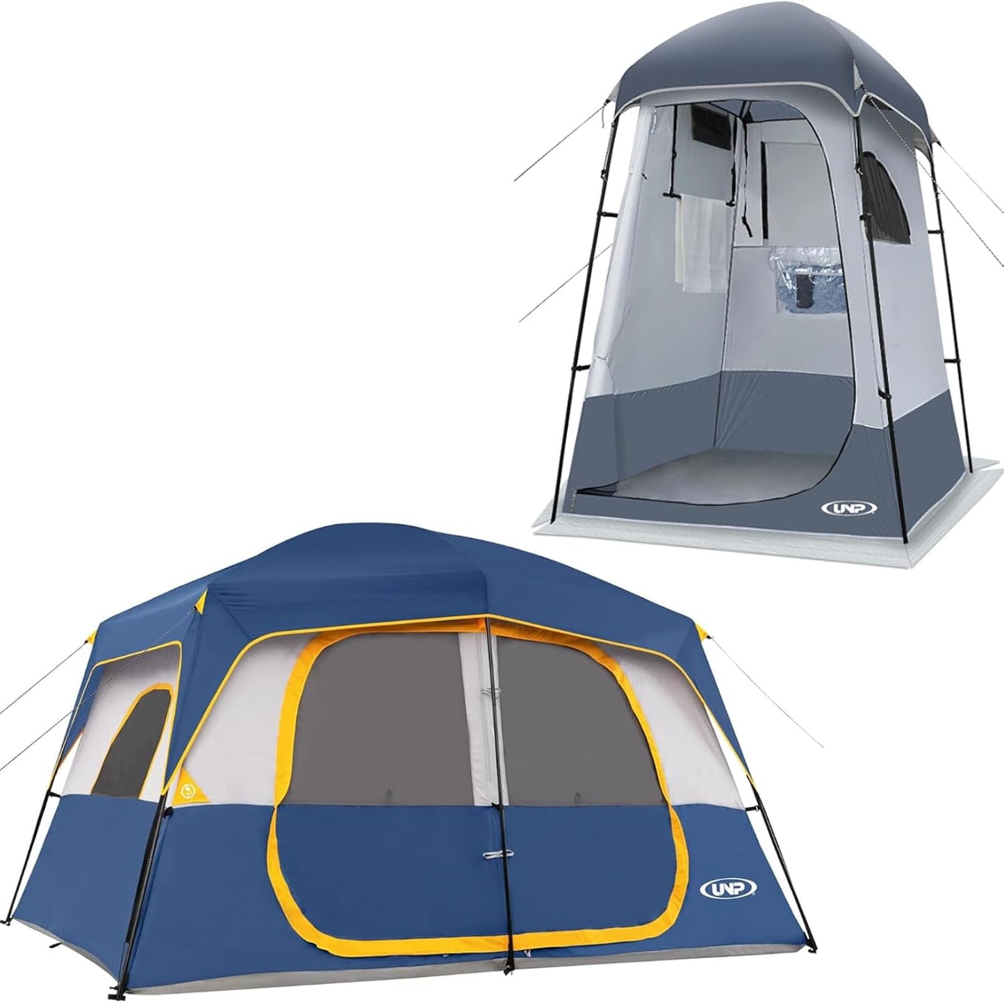 UNP Camping Shower Tent and 8 Person Camping Tent for Outdoor Hiking Fishing Portable