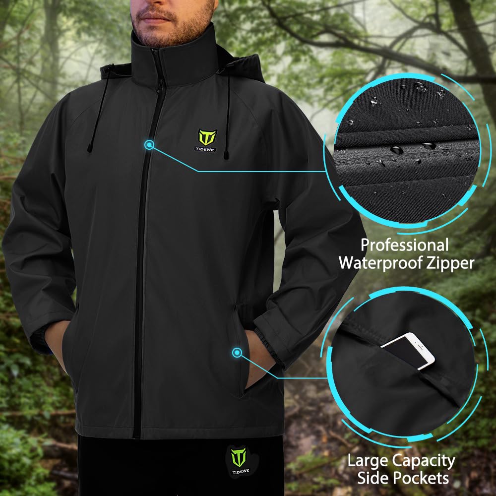 TIDEWE Rain Suit, Waterproof Breathable Lightweight 2 Pieces Rainwear