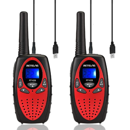 Retevis RT628 Rechargeable Walkie Talkies for Kids, 22 Channels 2 Way Radio with Backlit LCD Screen VOX, Kids Toys for 6-12 Years Old Boys Girls Birthday Gift, Indoor Outdoor Adventure(Red, 2 Pack)