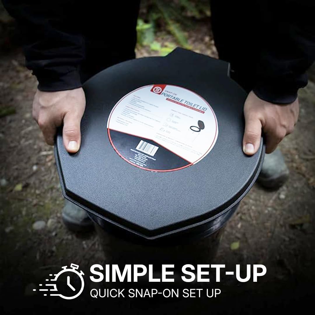72 HRS Premium Portable Camping Toilet Seat with Lid for 5 Gallon Buckets, Outdoor Camping, Hiking, Emergencies - Perfect for Emergency Preparedness, Backcountry, Car, Boat, Road Trips (No Bucket)
