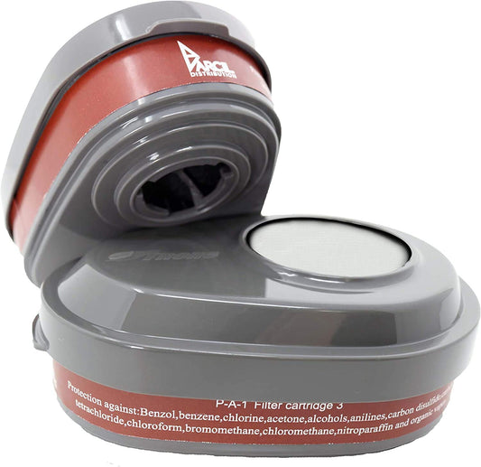 Parcil Distribution P-A-1 Replacement Filters - Carbon Activated Charcoal Organic Vapor Filter Set for PD-100 and T-60 Masks (Pack of 2)