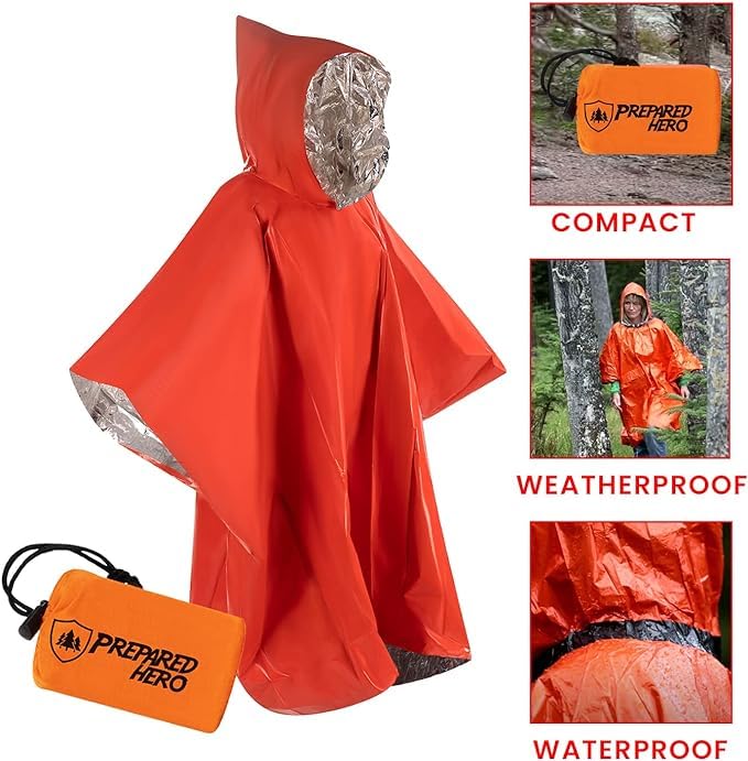 Hero Prepared Survival Tool Poncho for Camping, Heat Insulation