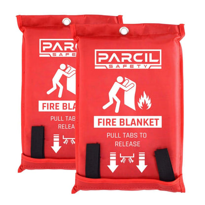 Parcil Safety SB-100 Silicone Coated Emergency Fire Blanket (40 in. x 40 in.) Emergency Kit Fire Extinguisher for Home & Kitchen, Woven Fiberglass Household Essentials, Chemical Free, No Mess