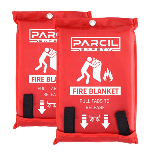 Parcil Safety SB-100 Silicone Coated Emergency Fire Blanket (40 in. x 40 in.) Emergency Kit Fire Extinguisher for Home & Kitchen, Woven Fiberglass Household Essentials, Chemical Free, No Mess