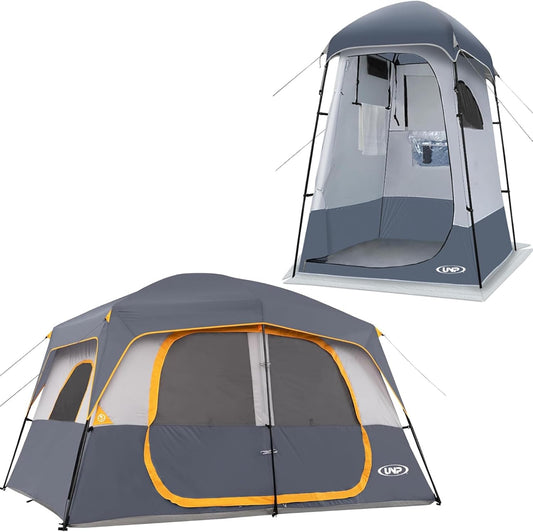 UNP Camping Shower Tent and 8 Person Camping Tent for Outdoor Hiking Fishing Portable