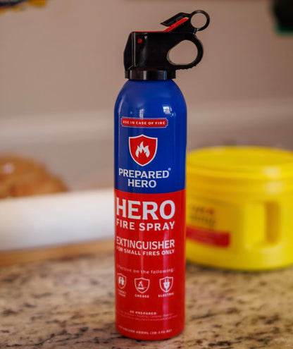 Prepared Hero Fire Spray - Mini Fire Extinguishers for House, Car, Garage - Kitchen Small Fire Extinguisher for Home, 100% Organic - Compact, Portable & Easy to Use, Non-Toxic - 2 Pack