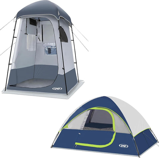 UNP Camping Shower Tent and 2 Person Camping Tent for Hiking Outdoor Fishing Portable