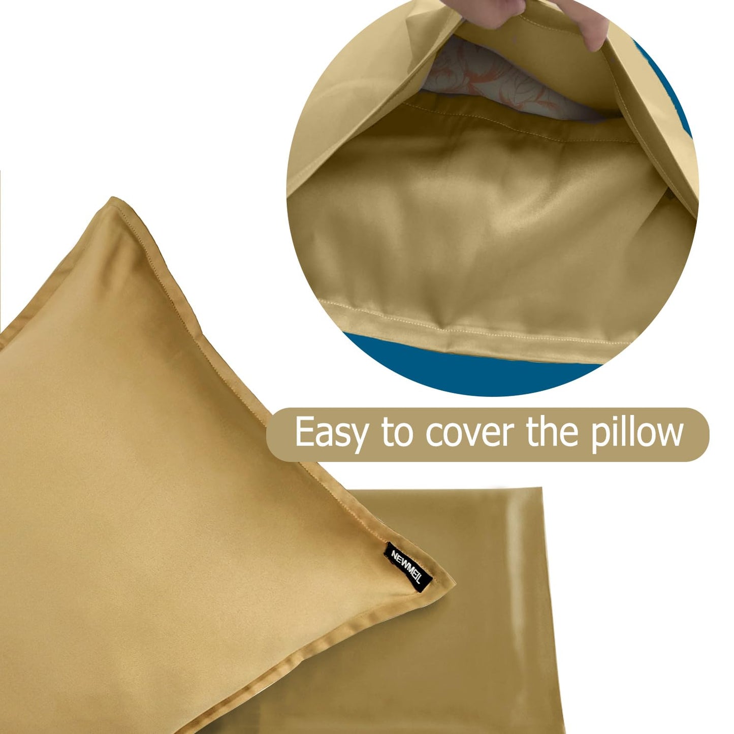 Copper Pillowcase with 100% Copper Oxide Fiber, Prevents Crow's Feet, Forehead Wrinkles, Fine Lines & Hair Smooth, Silk Like Soft Pillow Cover for Mum Daughter Girlfriend (18.5 in × 27.5 in) (2 pcs)