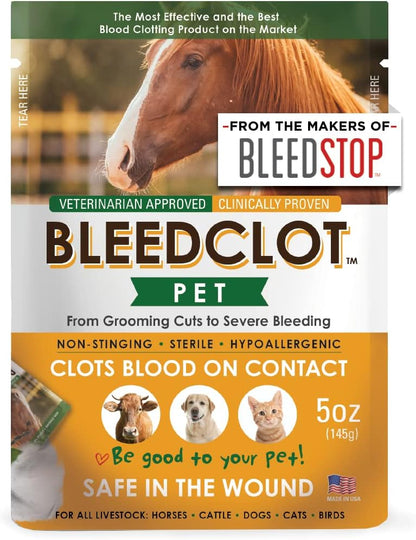 BleedStop™ First Aid Powder for Blood Clotting (4x15g, Pouches) and BleedClot Pet First Aid (5 oz, 1 Pouch)