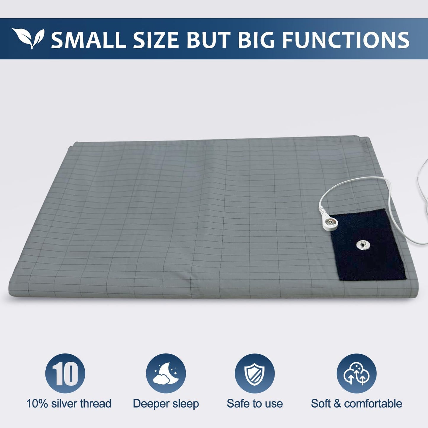 Grounding Mat for Bed, Grey Conductive Grounding Mat Improving Sleep Natural Wellness, Silver Grounding Mat Earthed for Reducing Pain with 15 Feet Grounding Cord (76"*80")