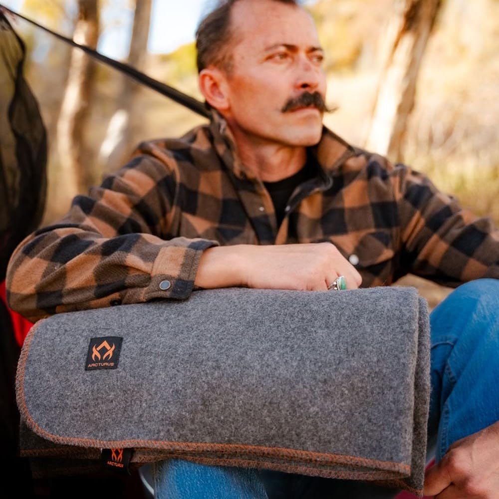 Arcturus Military Wool Blanket - Warm, Thick, Washable - Great for Outdoors, Camping, Stadium Blanket, Picnics, Travel - Car & Bushcraft Survival Kits