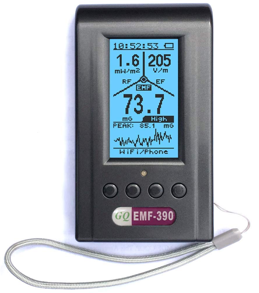 Advanced EMF Meter GQ EMF-390 3-in-1 EMF ELF RF Meter, Low-Band 5G Cell Tower Smart Meter WiFi Signal Detector RF up to 10GHz with Data Logger and 2.5Ghz Spectrum Analyzer