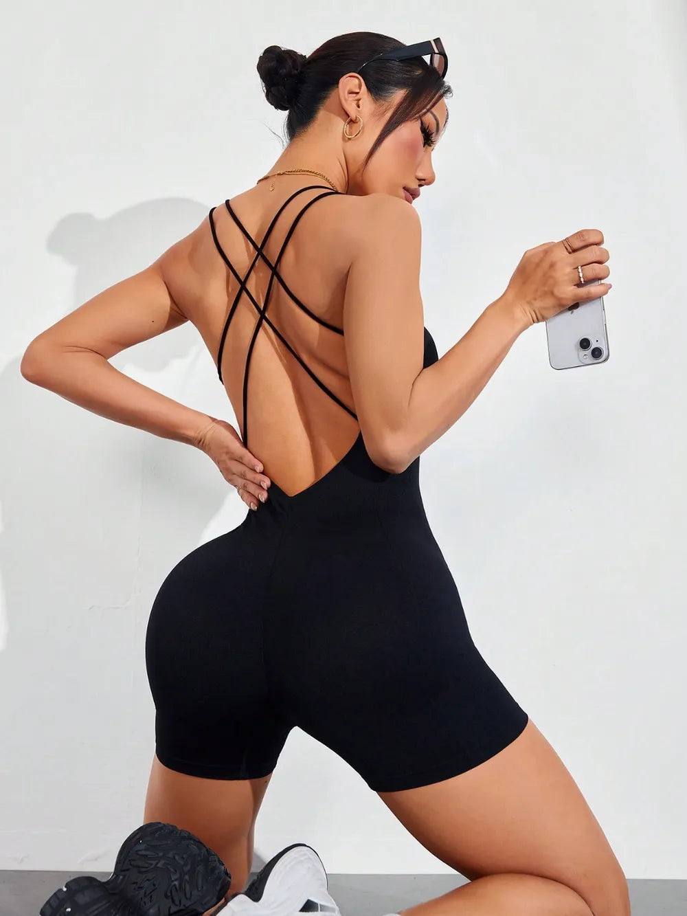 Spaghetti Strap Crisscross Romper