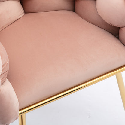 Luxury modern simple leisure velvet single sofa chair bedroom stool manicure table back chair pink set of 2