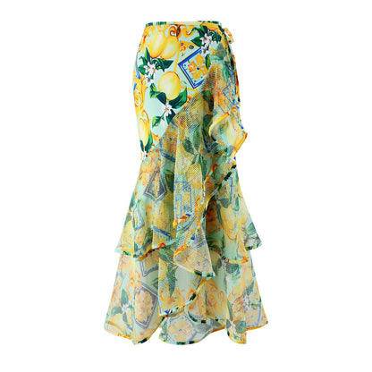 Conjoined conservative fly edge cover belly slimming sexy skirt style swimsuit women's wrapped skirt set
