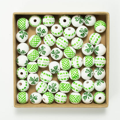 10pcs Irish Festival St. Patrick's Day Colorful Wooden Beads DIY Accessories