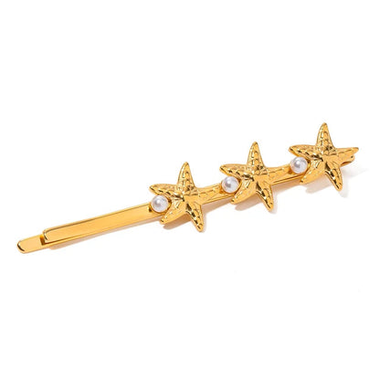 Stainless steel shell hair clip with bangs, high-end feel, ins metal hair accessories, broken hair clip at the back of the head
