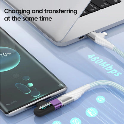 TG adapter 6A intelligent digital display supports 120W fast charging data cable, USB 2.0 port, Type-C adapter