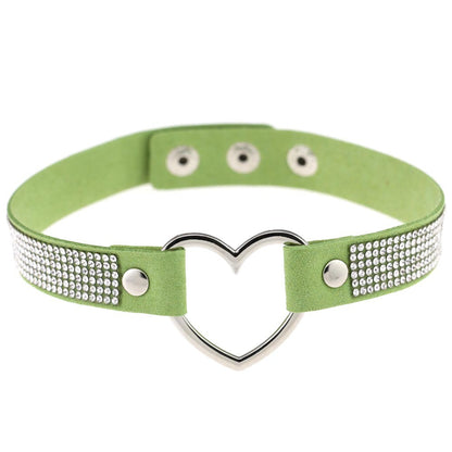 Japan's Harajuku Soft Girl Black Rhinestone Peach Heart Love-Shaped Collar Women's Neck Strap Collarbone Necklace Short