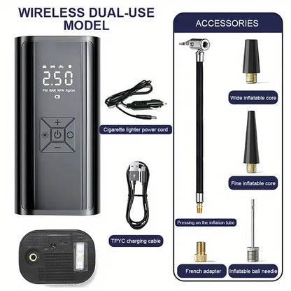 6000mAh Portable Car Air Compressor 12V 150PSI Electric Cordless Tire Inflator Pump for Motorcycle Bicycle Boat AUTO Tyre Balls