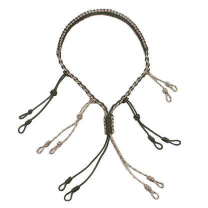 Hunting Decoy Rope Hunting Duck Call Lanyard Cord Hunter Game Whistle Lanyard Hunting Decoy Rope with 12 Adjustable Loops Rings
