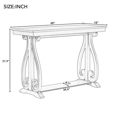 48-Inch Rustic Vintage Console Table --- Farmhouse Style Entryway Table with Open Shelf and Sturdy Construction (Walnut)
