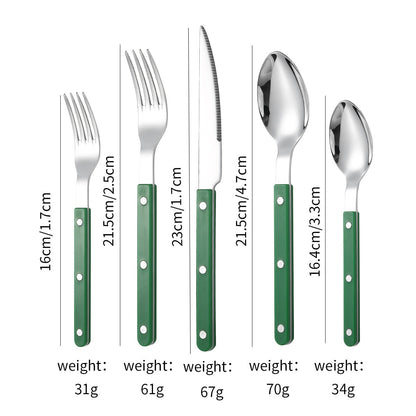 French Rivet ABS Handle Hotel Western Tableware Steak Knife Butter Knife Set