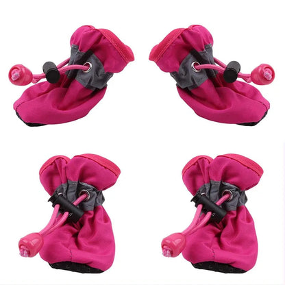 New 4pcs Pet Dog Shoes Anti-slip Rain Snow Boot Thick Warm For  Small Cats Dogs Puppy Dog Socks Booties