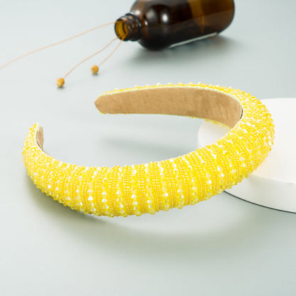 Hair Hoop Hand Woven Beaded Head Hoop Female Baroque Sponge Hair Bundle Korean Style Of The Net Red Face Wash Hair Accessories