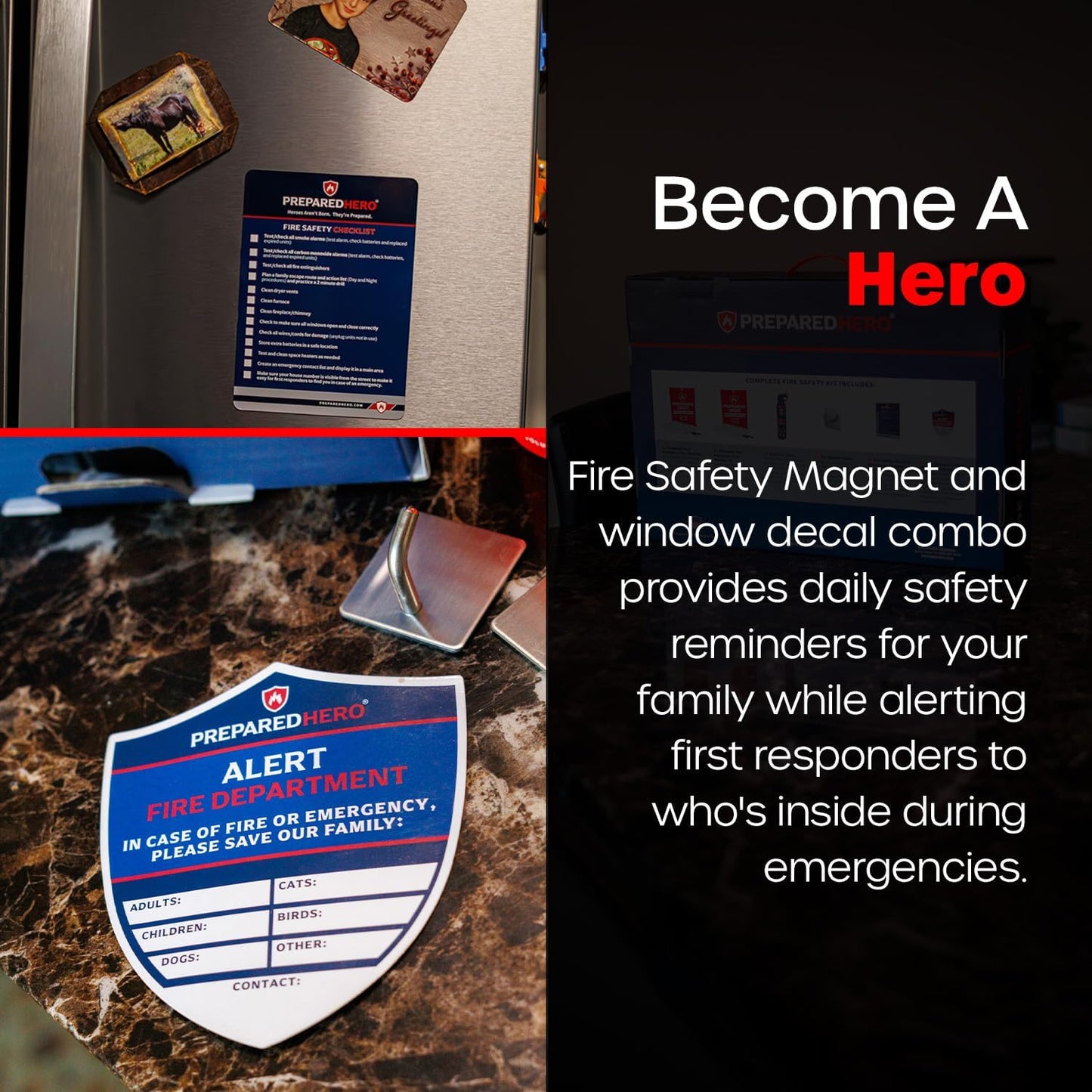 The Emergency Fire Safety Kit By Prepared Hero - Fiberglass Fire Blanket for Home and Kitchen - Mini Fire Extinguisher for Home - Emergency Kit - Emergency Supplies - Emergency Preparedness Items